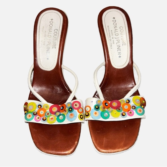 Donald J. Pliner Women's White Sandal Heels with Multicolor Accents - Picture 1 of 9